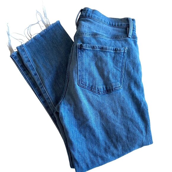 Frame Le Beau Crop Raw Hem Loose Fit Jeans Walden‎ Rock Wash Size 24 - Picture 7 of 13